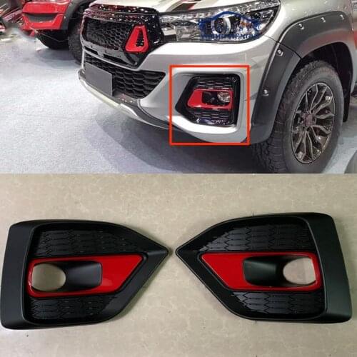 EXTERIOR AUTO ACCESSORIES FOG LAMP COVER BUMPER FIT FOR HILUX ROCCO PICKUP CAR FRONT MASK BUMPER COVER 2018 2019 PICKUP CAR
