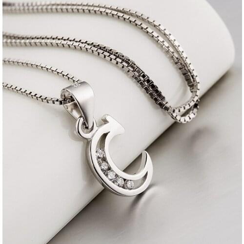 YFN 925 Sterling Silver Initial Letter C Necklace & Pendant CZ Choker Chain 18 Inch For Women Gift Fashion Alphabet Wholesale