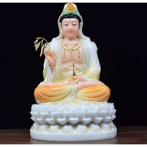 Southeast Asia Efficacious protection High grade jade Guanyin Avalokitesvara Buddha God HOME shrine altar FENG SHUI statue