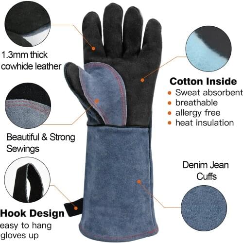 HZXVOGEN Welding Gloves For Welder 1.3mm BBQ Kitchen Stove Heat Puncture Resistant Gloves For Welding
