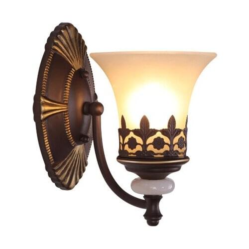 Iron Pipe Vintage Wall Lamps Bedroom Bedside Stair Loft style Sconce White Glass Lampshade Decor Wall Light For Home luminaire X
