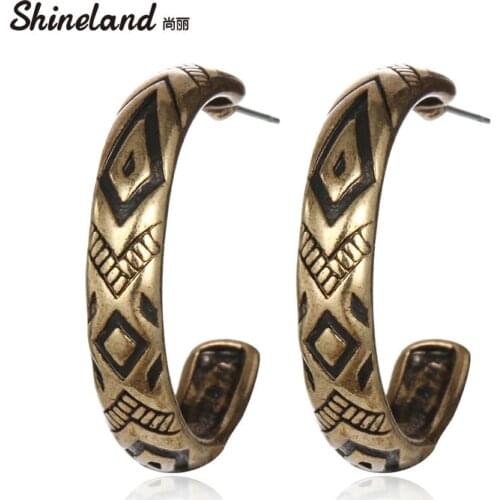 Retro Tibetan vintage bijoux Vintage Round Carving Hoop Earrings For Women Fashion Jewelry Brincos Boucle Doreille