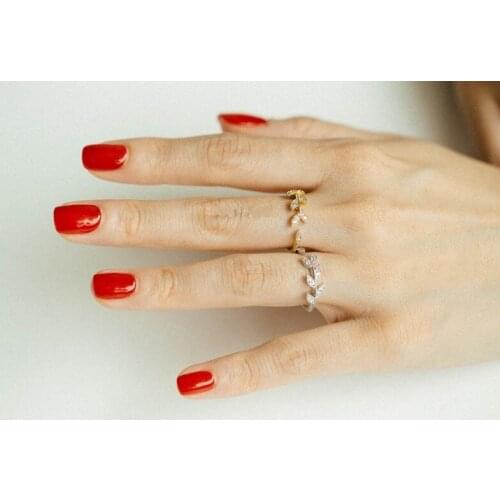 Ring for Women 2020 Rings set golden Rose Gold Zircon Leaf Opening Adjustable Jewelry Wedding Aesthetic Rings Wholesale Gift