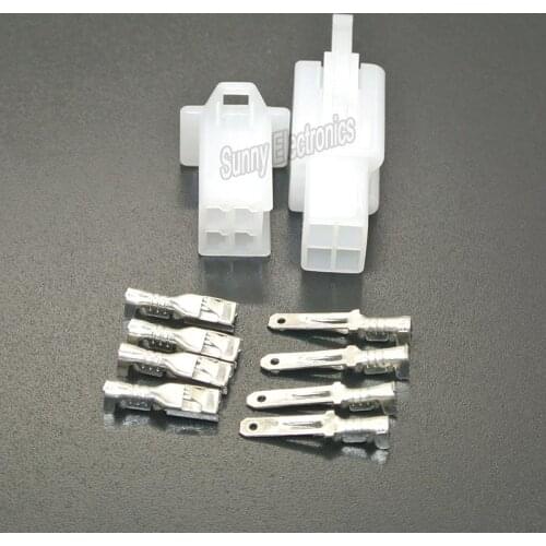 10set 4 Way 2.8mm Mini Connector Kit WHITE Motorbike Motorcycle Pin Connectors