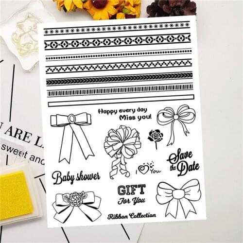 14*18CM Ribbon bows Transparent Seal Clear Stamps Silicone Seal Roller Stamps DIY Scrapbook Album / Card Production Easter