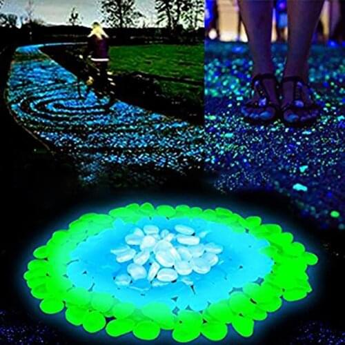200Pcs Glow Rocks Geometric Shape Glow in Dark Multi-Color Flower Pots Color Stones Home Garden Decoration Party Supplies