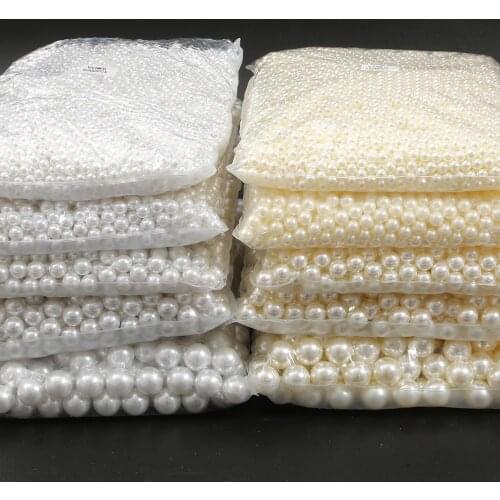 3/4/5/6/8/10/12/14/16/18MM Ivory/White No Hole Acrylic ABS Imitation Pearl Beads Round Beads For Jewelry Making DIY Accessories