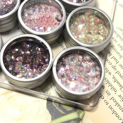 3 Colors 1 JAR Glitter Japan Nail Ornament Magic Rainbow Glitter Wave-Point Hexagonal Nail Mixed Glitter Sequin Dazzling Pink,R
