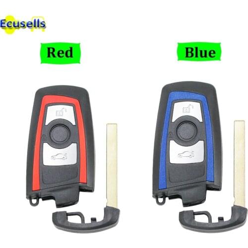 3 button Smart remote key case shell for BMW CAS4 F chassis 7 series HU100R Red or blue side with concave position