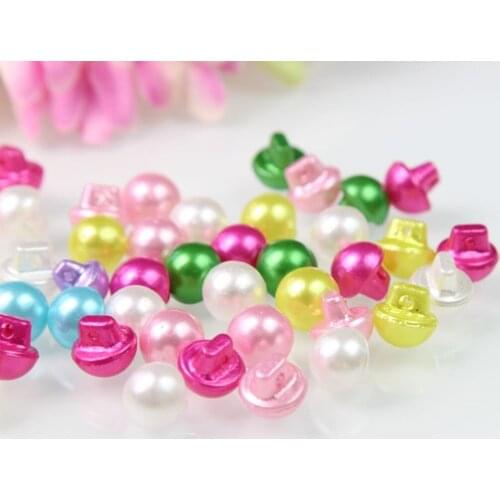 40pcs Round Mixed Color Faux Pearl Sewing Buttons Backhole Scrapbooking