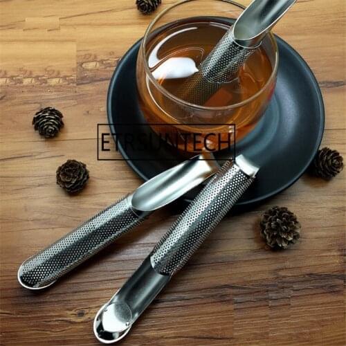 50pcs Stainless Steel Hanging Tea Infusers Tea Filter Strainer Mesh Cylinder Tea Bar Kitchen Tool Accessories