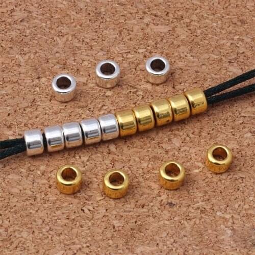 50pcs/lot Fashion Handmade Zinc Alloy Loose Spacer Beads DIY Jewelry Accessories 6mm Silver/Gold Color Manual Metal Prayer Bead
