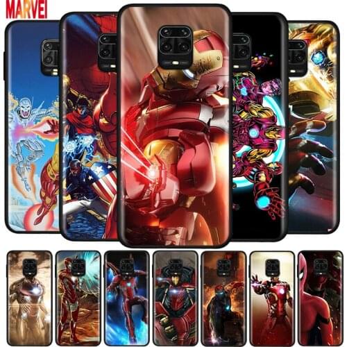 Marvel Iron Man Hot Soft TPU Cover For Xiaomi Redmi Note10 10S 9T 9S 9 8T 8 7 6 5A 5 4 4X Prime Pro Max Black Phone Case