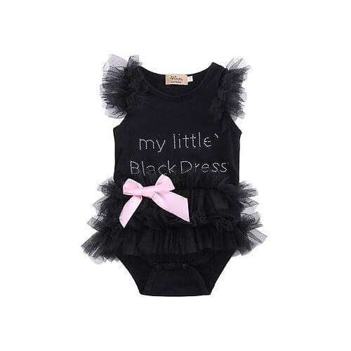 Kids Baby Girls Embroidered My Little Black Dress Bodysuit Romper Jumpsuit 0-18M Choose
