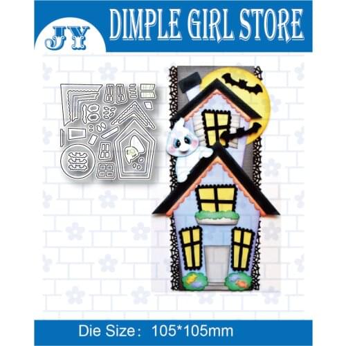 Halloween ghost house metal cutting mold scrapbook into business card drawing template embossed background decoration DIY