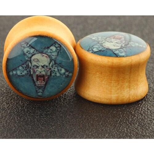 JUNLOWPY Organic Wood Double Flared Ear Tunnels Expander Plugs Lobe Stretcher Tragus Earring Gauge Piercing Body Jewelry 6-16mm