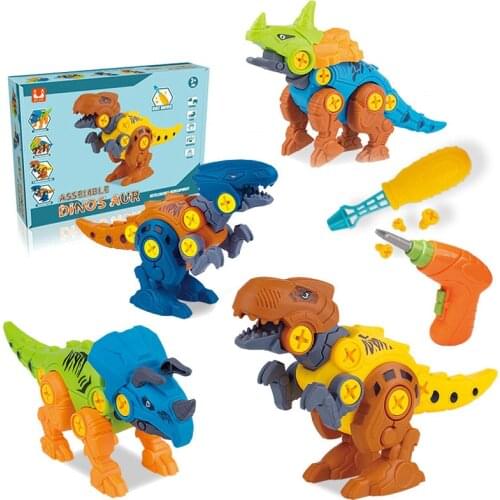 DIY Take Apart Dinosaur Building Blocks Velociraptor Tyrannosaurus Triceratops Centrosaurus Children Assembled Educational Toys