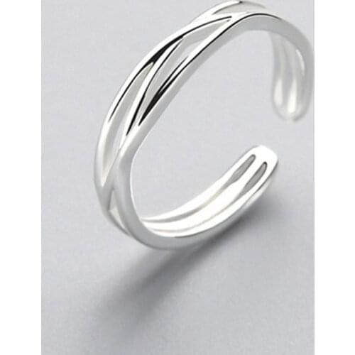 Korean Style Minimalist Geometric Rings for Women Cross Irregular Adjustable Simple Finger Ring Hip Hop Punk Open Ring Jewelry