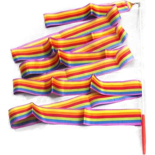 Colorful ribbons 2M rhythmic gymnastics dance ribbons childrens ribbons V4K1