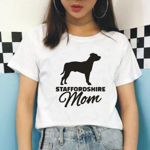 Summer Casual Harajuku Tee Shirt Femme Bull Terrier Dog Mom Short Sleeve T Shirt Women Tops Plus Size T-shirts Camisetas Mujer