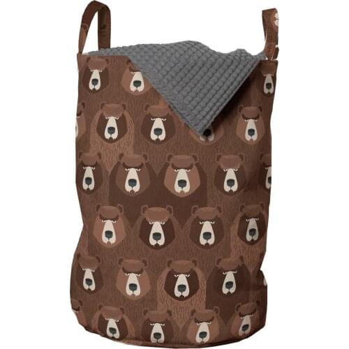 Bear Laundry Basket Forest Animals Concept Flock of Big Organizer for Clothes Underwear Socks Toys Wash Bag & Home Storage