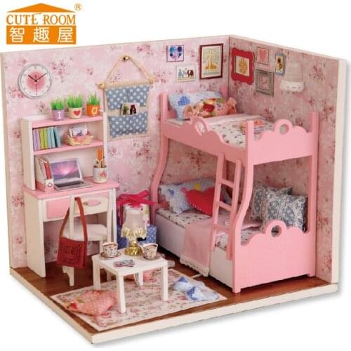 Diy dollhouse miniature wooden dollhouses dollhouse furniture kit music house led toys for children birthday gift P221