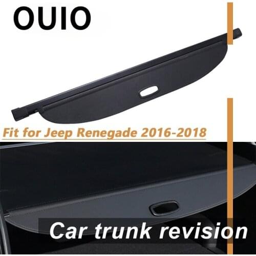 OUIO 1Set Car Rear Trunk Cargo Cover For Jeep Renegade 2016 2017 2018 Car-styling Black Security Shield Shade Auto accessories