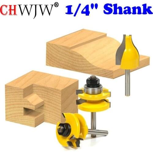 Rail and Stile w/ Vertical Panel Raiser 3 Bit Set Ogee 1/4" Shank Woodworking cutter Tenon Cutter for Woodworking Tools