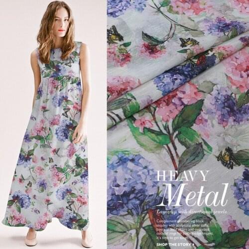 2021 Early Spring New Products Printed Silk Linen Blended Mulberry Silk Clothing and Dress Cheongsam Fabric