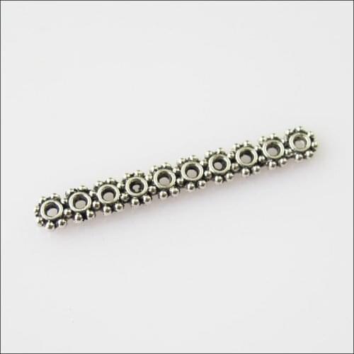 New 35Pcs Tibetan Silver Color 10Holes Spacer Beads Bars Charms Connectors 4x31.5mm