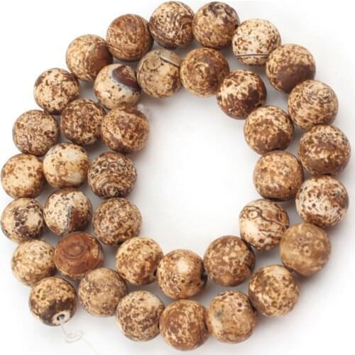 Natural Wood Texture Agates Onyx Stone Beads Round Loose Spacer Bead For Jewelry Making DIY Perles Charm Bracelets 4 6 8 10 12mm