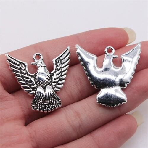 2pcs Charms American Eagle Antique Silver Color Alloy DIY Jewelry Making Accessories 33x34mm