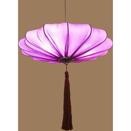 Chinese Style Tassels Dining Room Pendant Lights Fabric Solid Lantern Restaurant Pendant Lighting Fixtures Study Room Lamp