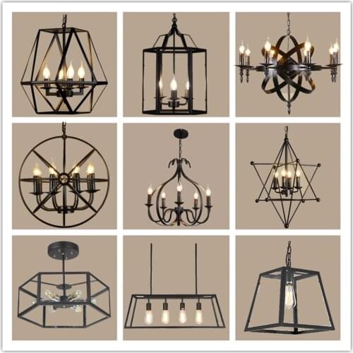 Retro Decor Chandelier American Industrial Lighting Nordic Loft Ceiling Light Living Room Bedroom Wrought Iron Lamp Hanging Lamp