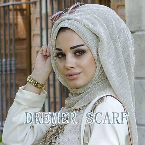 Luxury Glitter Hijab Women Muslim Shawl Plain Crinkle Scarves for Ladies Pleated Shimmer Turban Foulard Wrinkled Bandana