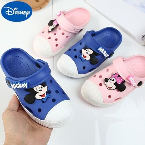 Disney Mickey Anime 2021 Childrens Sandals Hole Shoes Bathroom Slippers Cute Men and Women Baby Non-slip Garden Shoes Beach
