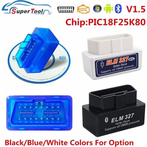 OBD2 ELM327 V1.5 Bluetooth OBDII Code Reader Support Multi-Brand Car OBD 2 ELM 327 Bluetooth V1.5/1.5 PIC18F25K80 For Android/PC