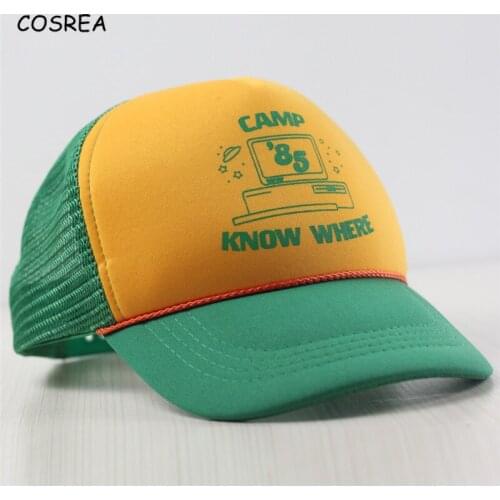 Strange Things Dustin Hat Retro Mesh Trucker Caps Visor Hat Yellow Green 85 Know Where Adjustable Cap Gifts Halloween