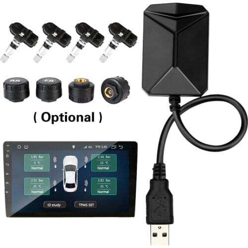 Tire Pressure Monitoring System With 4 Sensors USB Android Car TPMS Wireless Transmission TPMS Android Navigation Alarm System