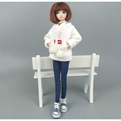 White Red Super Sweatshirt Coat For Barbie Doll Clothes For Barbie Doll Outfit Leather Pants Canvas Shoes 1/6 Dolls Accessories