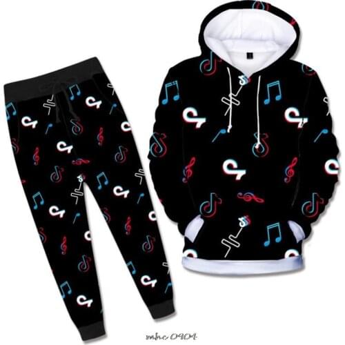 Boys Sport Clothing Tik Tok Girls Fashion Print Hoody Sweatshirt Long Pants Sets Kids Clothes Children Causal Cotton Tracksuit