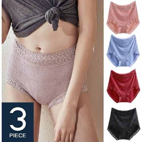 Plus Size Underwear Panties High Fit Sexy Lace High Waist Women Butt Lifting Slimming Large Size Panties Lady Tummy Control Big