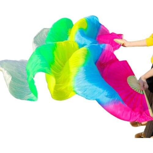 High selling 100% Real Silk Veils handmade women Silk Belly Dance Fans Dance Accessories wholesale Size color can be customized