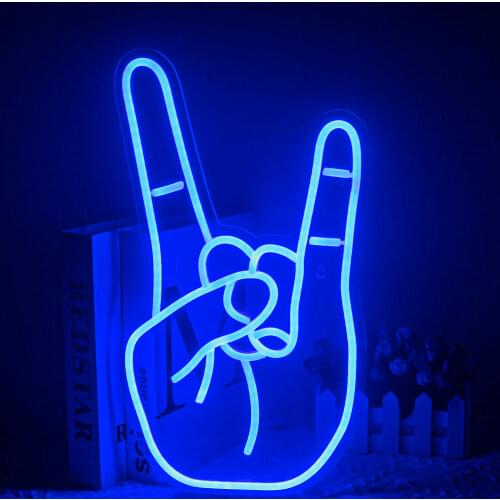Wanxing Peace Gesture Led Neon Sign Love Symbol Hand Shape Finger Hanging Wall Night Light Art Bedroom Decor Lamp Birthday Gift