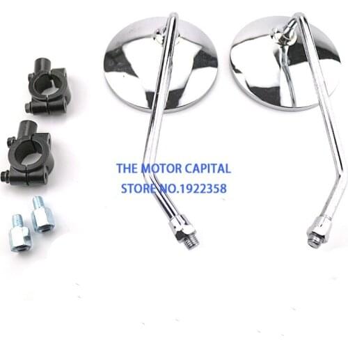 1 pair white round motorcycle mirror 10MM 8MM motorbike side mirrors moto univeral scooter rearview mirror