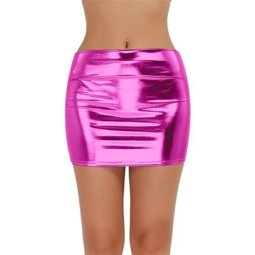 Women Shiny Patent Leather Wetlook Sexy Mini Skirt Festival Rave Clothes Nightclub Party Stage Performance Pole Dance Costume