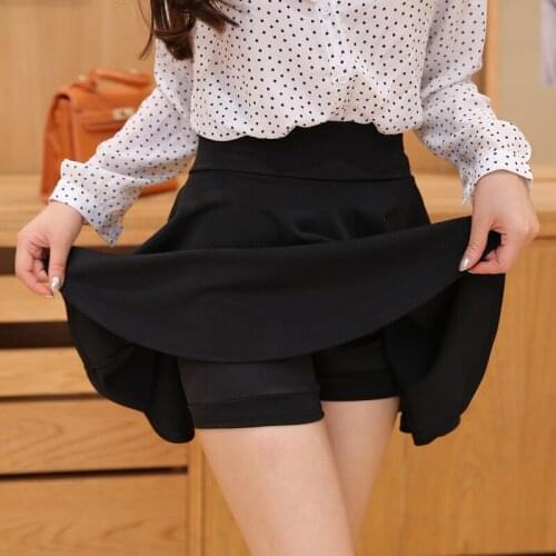 Plus Size Women Solid Pleated Ruffles Skirt Ladies Casual Above Knee Mini Empire Skirts