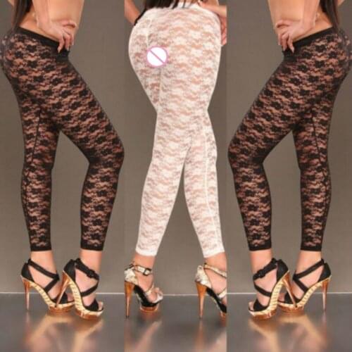 2019 Women Full Floral Lace Stockings Skinny Leg For Female Hosiery Full Length Long Leggings Casual US Stock Ankle Length