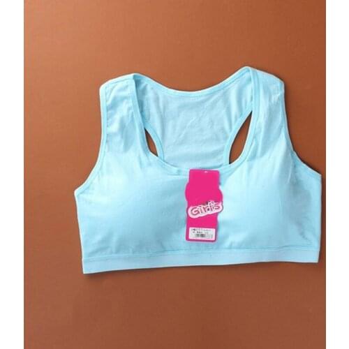 1pc Cotton Baby Girls Bras Solid Color Young Girls Underwear For Sport Wireless Small Training Puberty Bras Undergarment Clothes