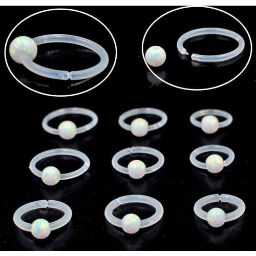 1PC Opal Bioplast Flexible Septum Clicker Ring Nose Ring Ear Tragus Helix Cartilage Earring Body Piercing Jewelry